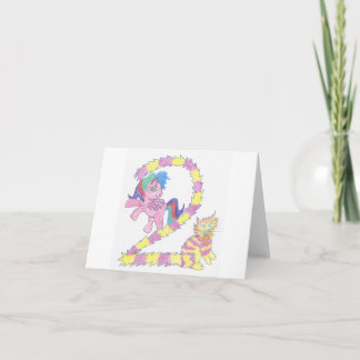 Carte de chat et de poney pour un enfant de deux a