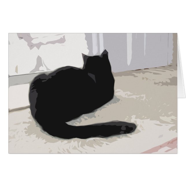 Carte de chat noir (Devant horizontal)