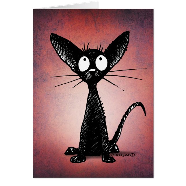 Carte de chat oriental noir et drôle personnalisée (Devant)