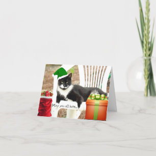 Carte de chat pliée pour Noël Fluffy Nouvel An