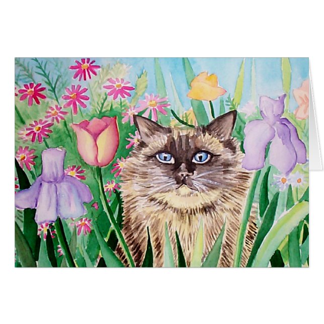 Carte de chat siamois birman duveteux Molly Harris (Devant horizontal)