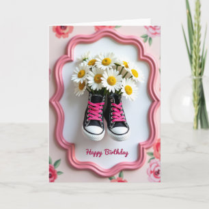 Carte de chaussures d'anniversaire douce Daisy