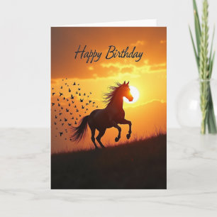 Carte de Cheval au Coucher de Soleil Radieux