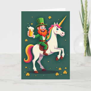 Carte de Cheval de Licorne Chanceux Leprechaun