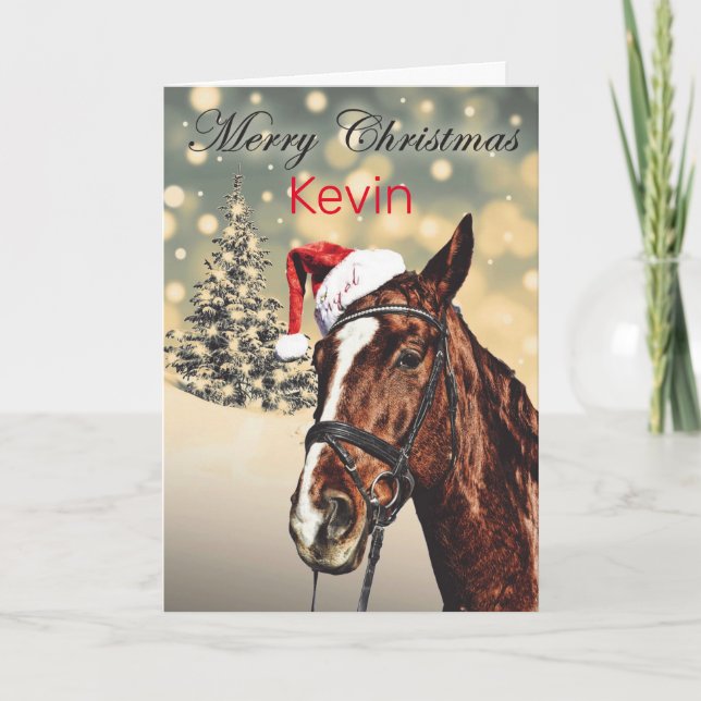 Carte de Cheval de Noël Festive Personnalisée (Devant)