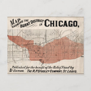 Carte de Chicago à partir de 1871 après incendie R