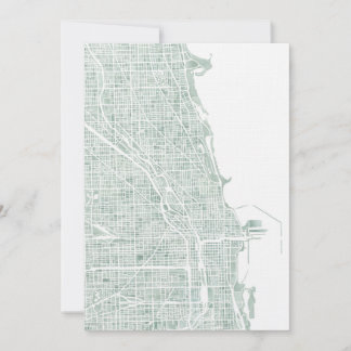 carte de Chicago aquarelle bleu vert coquille d'oe