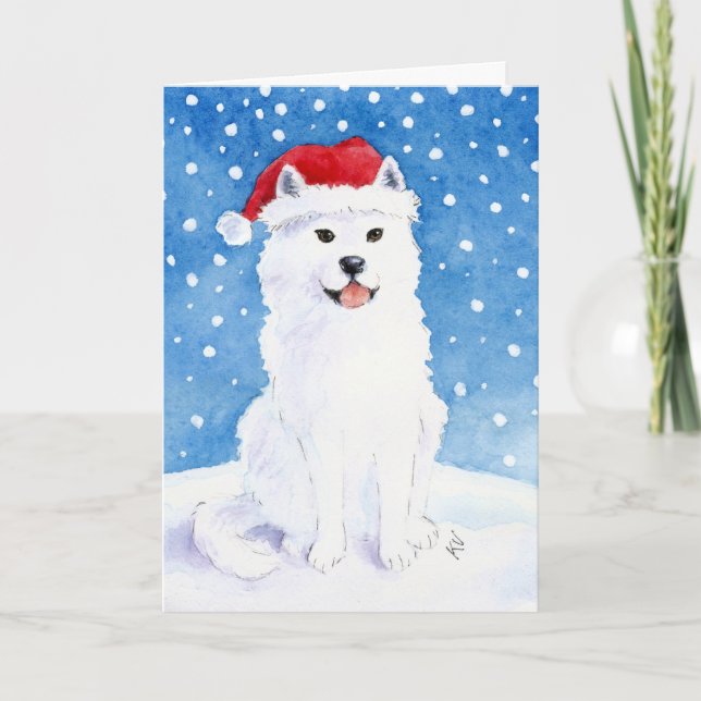 Carte de chien à neige Samoyé (Devant)