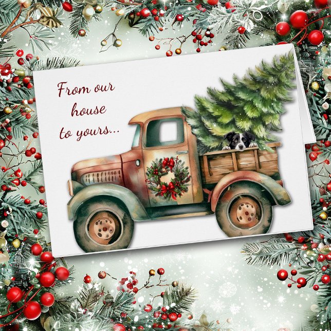 Carte de chien Collie Brochure de camion de Noël r (Créateur téléchargé)