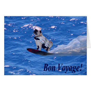 Carte de chien de carlin de ski d'eau de voyage de