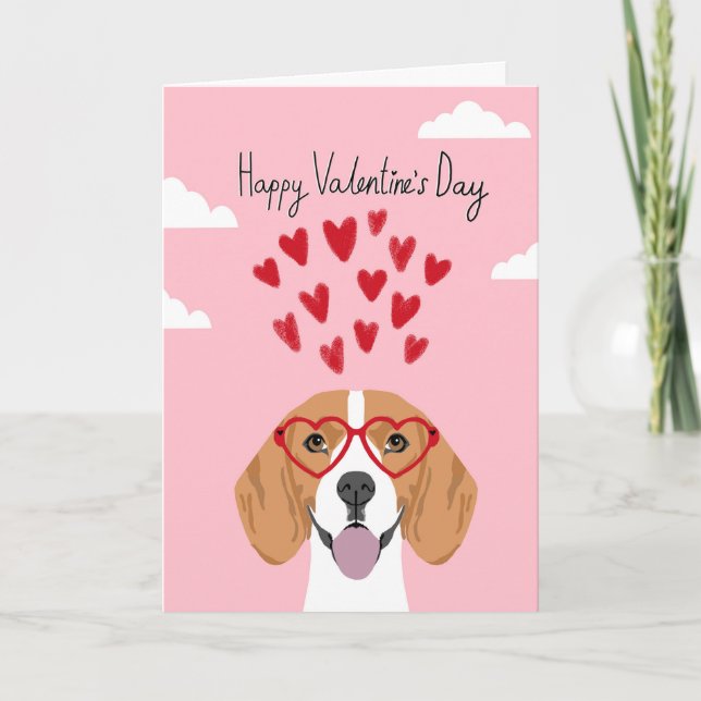 Carte de chien de jour de Valentines de beagle (Devant)