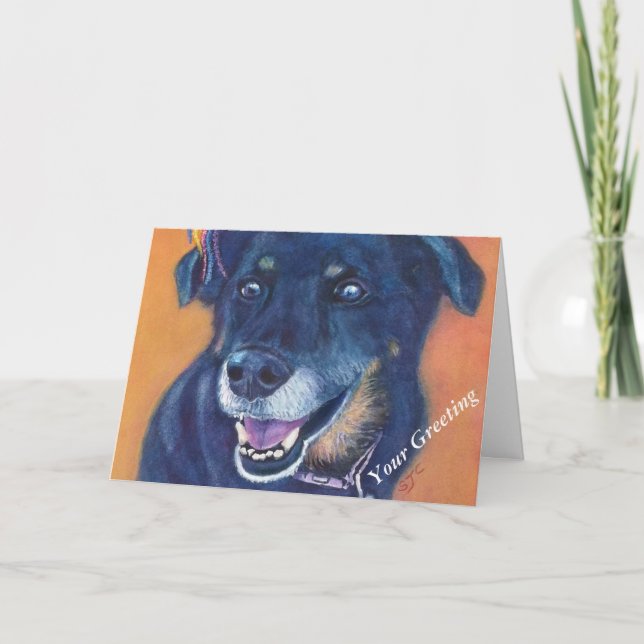 CARTE DE CHIEN EN LABRE NOIR MIXTE (Devant)
