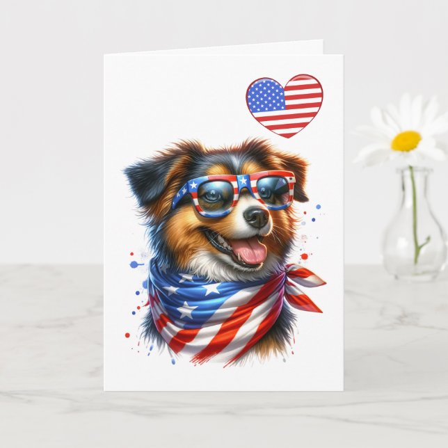 Carte de Chien Patriotique (Petite plante)