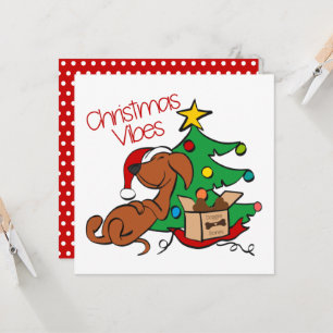 Carte de chien teckel ambiance Noël