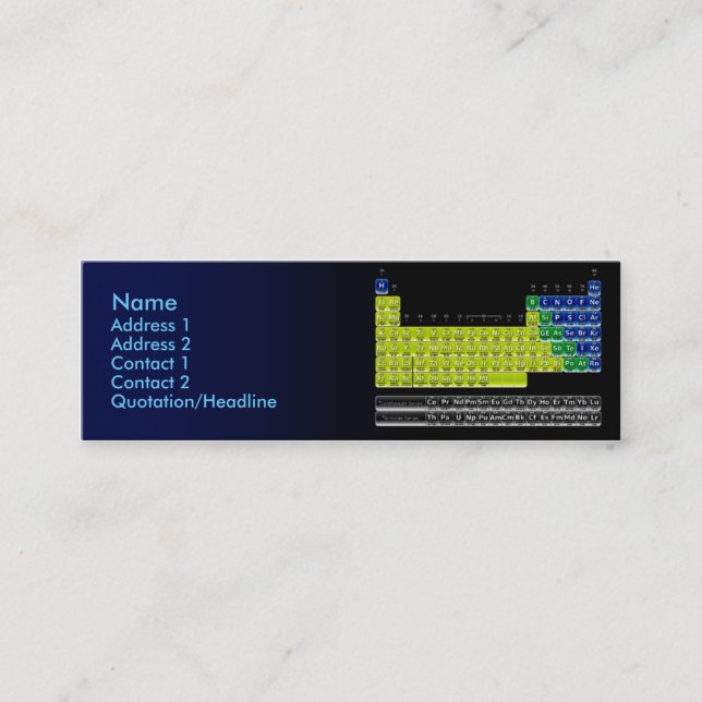 Carte de chimiste avec le Tableau périodique (Devant)