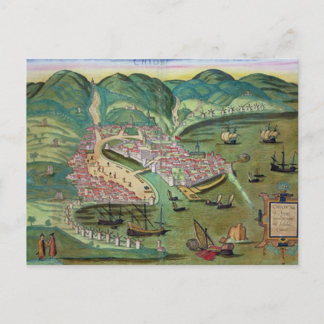 Carte de Chios, de 'Civitates Orbis Terrarum' de G (Devant)
