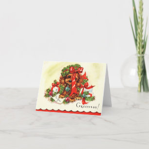 Carte de chiot de Noël adorable