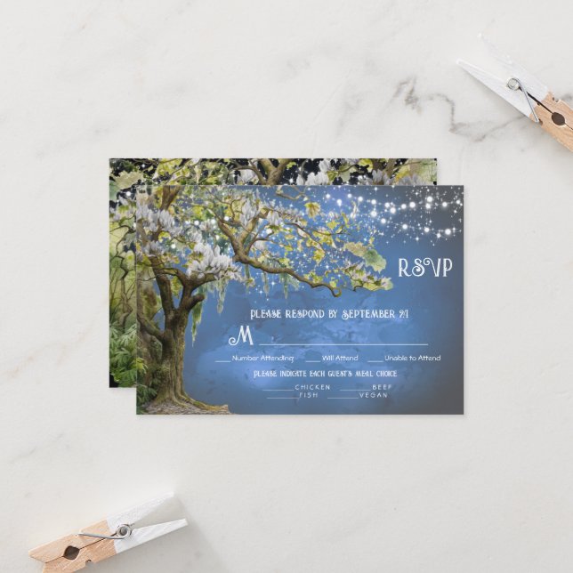 Carte de choix de repas Magnolia et Moss Wedding R (Devant/Arrière en situation)