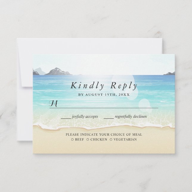 Carte de choix de repas pour RSVP de mariage sur l (Devant)