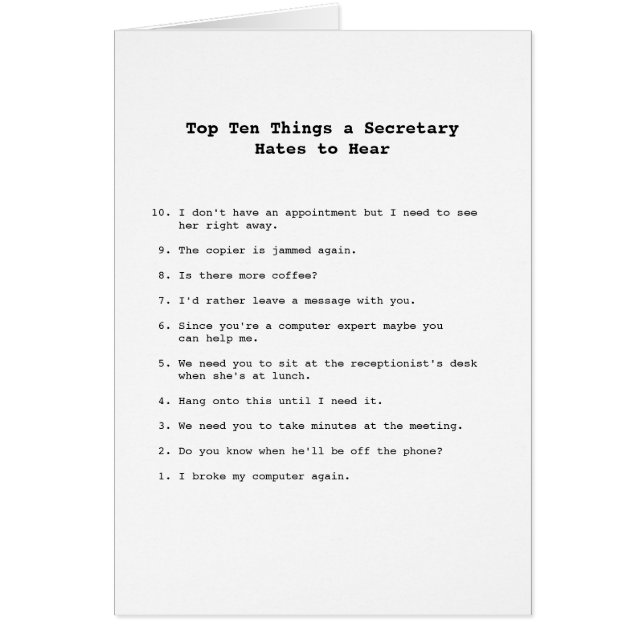 Carte de choses de Top Ten (Devant)