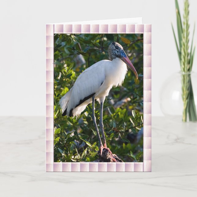 Carte de cigogne en bois (Devant)