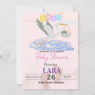 Carte de cigogne pour Baby Shower