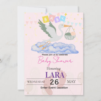 Carte de cigogne pour Baby Shower