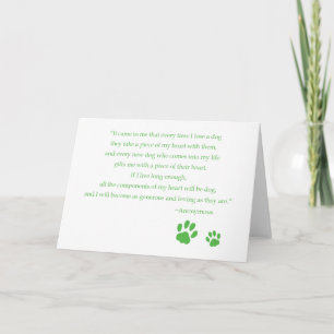 Carte de citation de coeur de chien