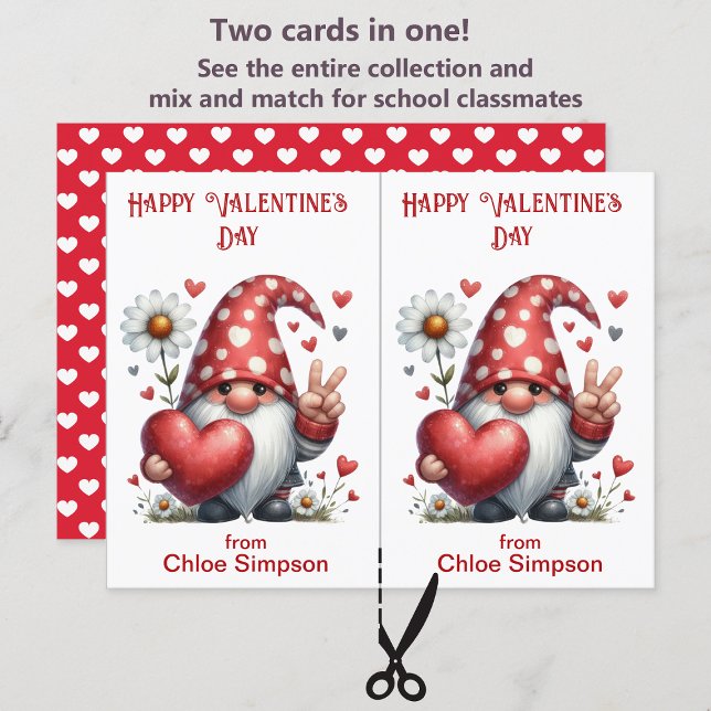 Carte de classe Gnome Kid's Valentine Party (Créateur téléchargé)