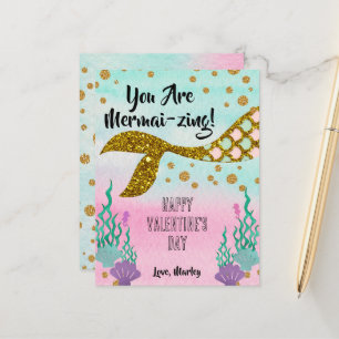Carte de classe Mermaid Valentine's - taille carte
