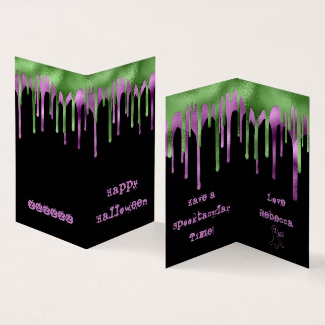 Carte de classe MINI Green Purple Slime Halloween (Intérieur et extérieur)