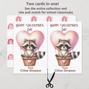 Carte de classe Saint-Valentin pour enfant Raccoon