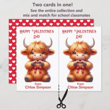 Carte de classe Valentine pour enfant de Vache Hig