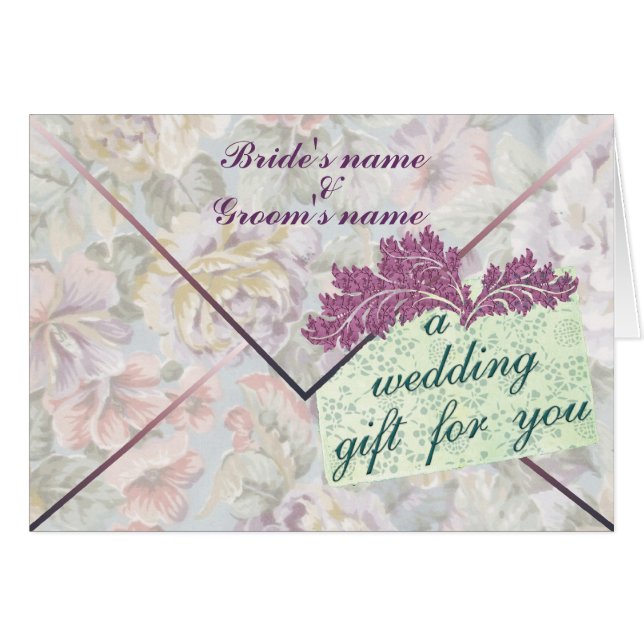 Carte de clôture d'argent de cadeau de mariage (Devant horizontal)