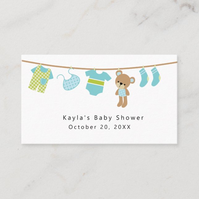 Carte de clôture d'enregistrement de baby shower (Devant)