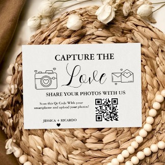 Carte de code QR de mariage Capture the Love, Cart