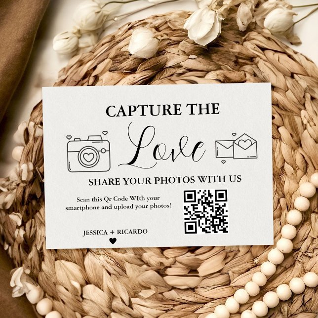 Carte de code QR de mariage Capture the Love, Cart (Créateur téléchargé)
