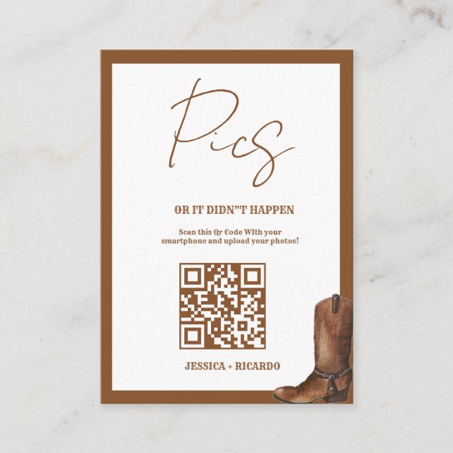 Carte de code QR de mariage Capture the Love Carte (Devant)