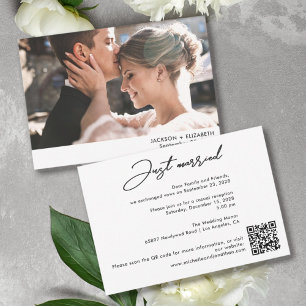 Carte de code QR de photo de mariage de fugue just