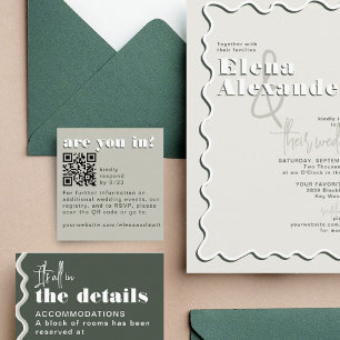 Carte de code QR Retro Green Sage moderne RSVP