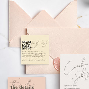 Carte de code QR RSVP minima moderne jaune pâle