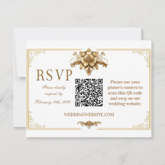 Carte de code RSVP QR royale dorée
