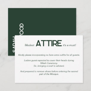 Carte de code vestimentaire Emerald Green White Ma