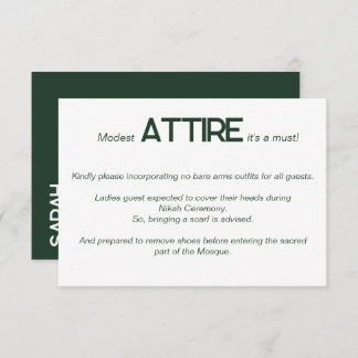 Carte de code vestimentaire Emerald Green White Ma