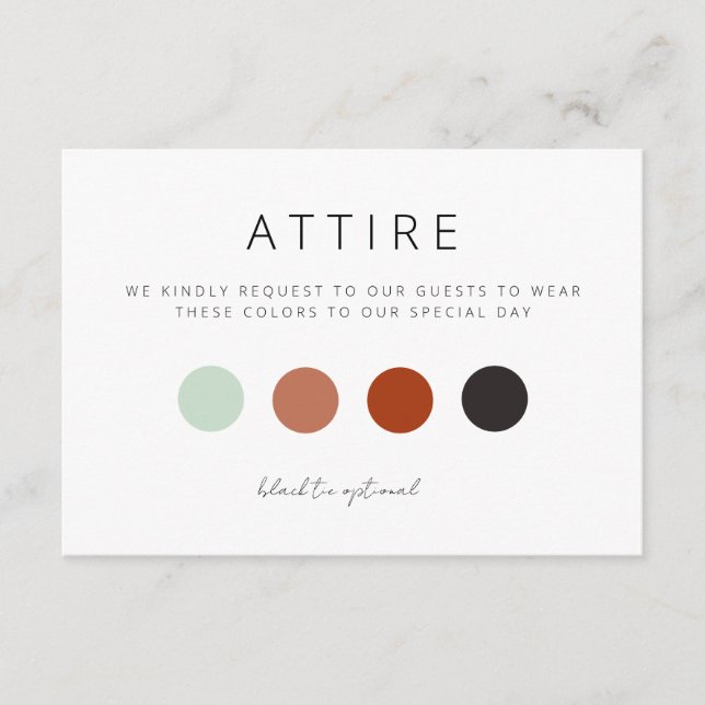 Carte de code vestimentaire pour les invités du ma (Devant)
