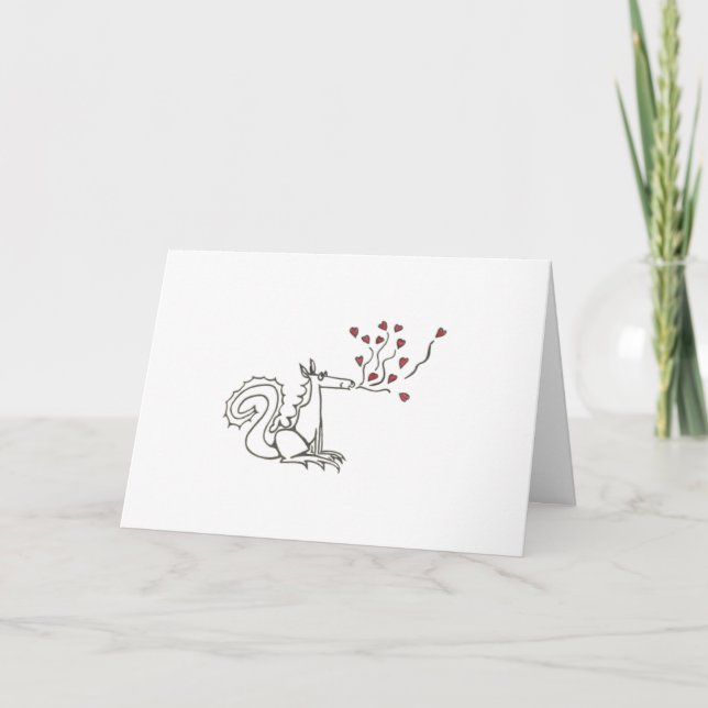 Carte de coeur de dragon soufflant (Devant)