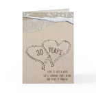 Carte de coeur de plage du 30e anniversaire