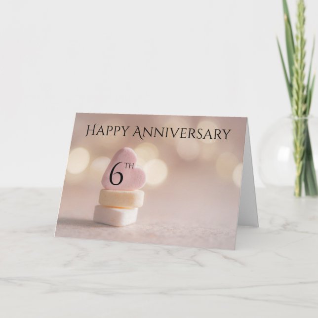 Carte de cœur en bonbons pour le 6ème anniversaire (Devant)