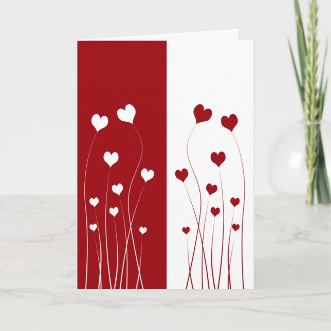 Carte de Coeurs d'Amour Rouge Rouge Blanc moderne (Devant)
