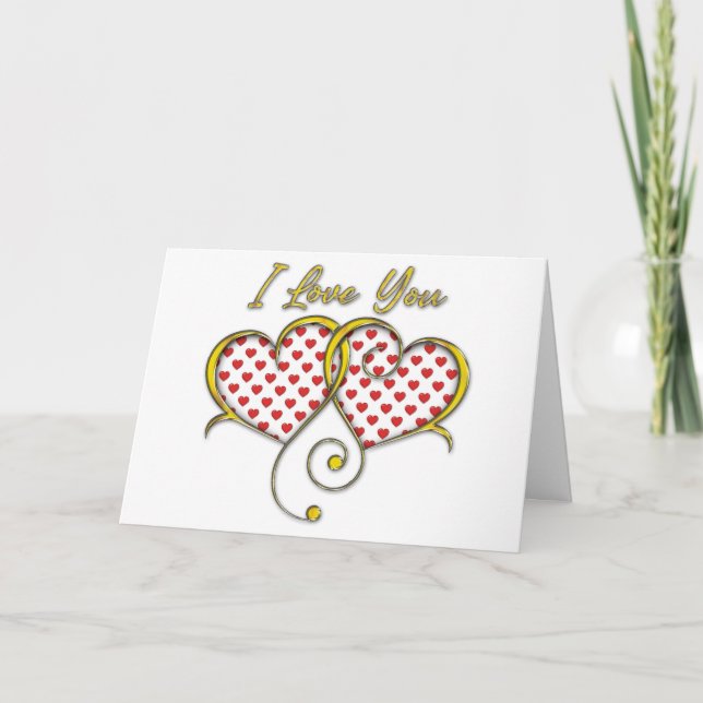Carte de coeurs dorés Je t'aime design (Devant)